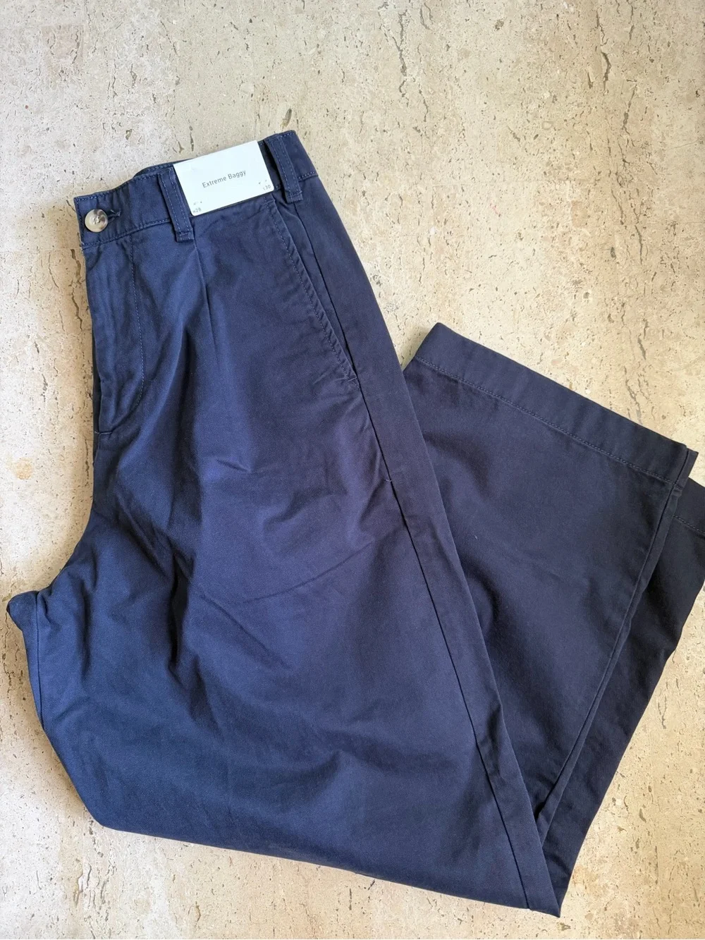 Hollister EXTREME BAGGY Pants Pleated Twill Chino Navy Blue Men’s Size 28X30